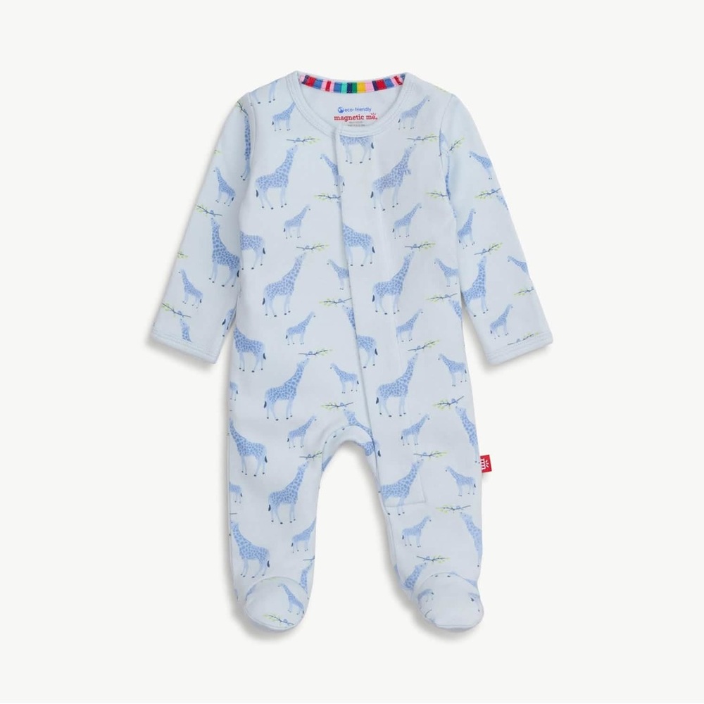 Magnetic Me Baby Light Blue Giraffe Print Footie